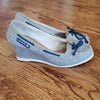 (6.5) Lacoste Nautical Striped Corbon Mid Wedge Shoes Cottagecore Casual Classic
