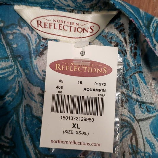 (XL) NWT Northern Reflections Sheer Floral Design Graphic Blouse Loose Flowy