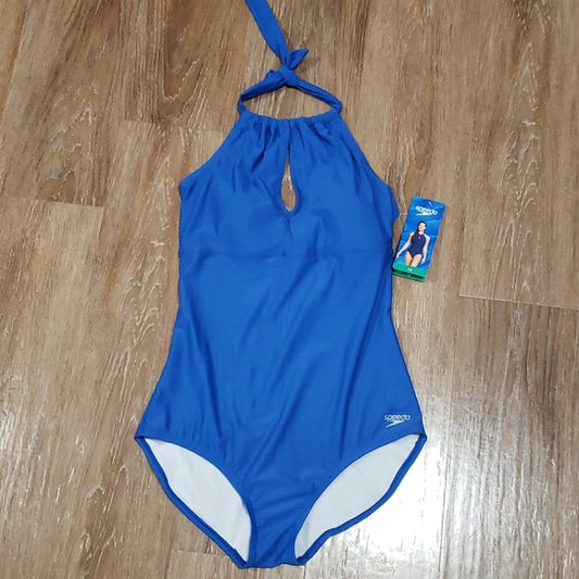 (12) NWT Speedo Halter Neck One Piece Swimsuit Keyhole Cutout Beach Swimwear