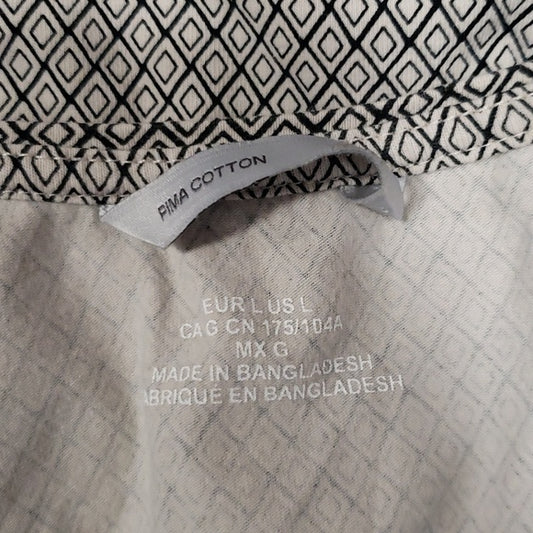 (L) H&M Geometric Print Casual Everyday Classic Versatile Pima Cotton Fitted
