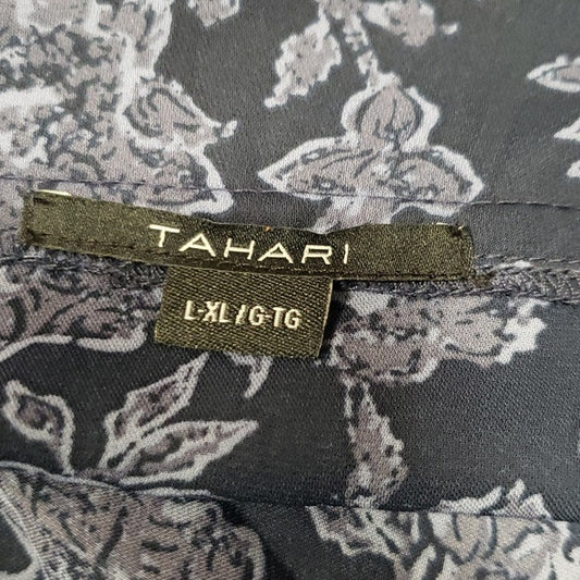 (L-XL) Tahari Floral Lightweight Kimono Style Duster Cardigan Occasion Flowy