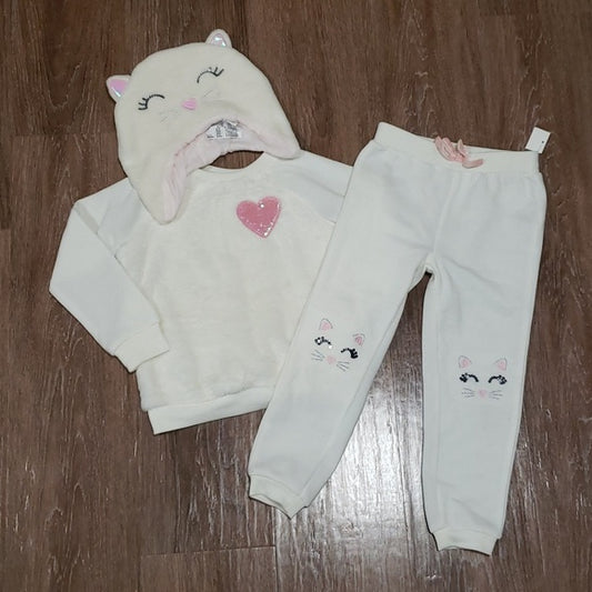 (4T) NWT Epic Threads Toddler Girl's 3pc Coord Set Teddy Cozy Kitten Fuzzy