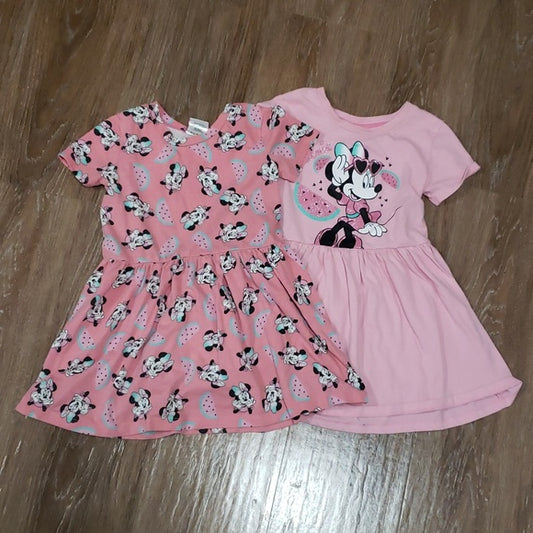 (4T) Disney Toddler Girl's Fit & Flare Minnie Mouse Tropical Light 2pc Bundle
