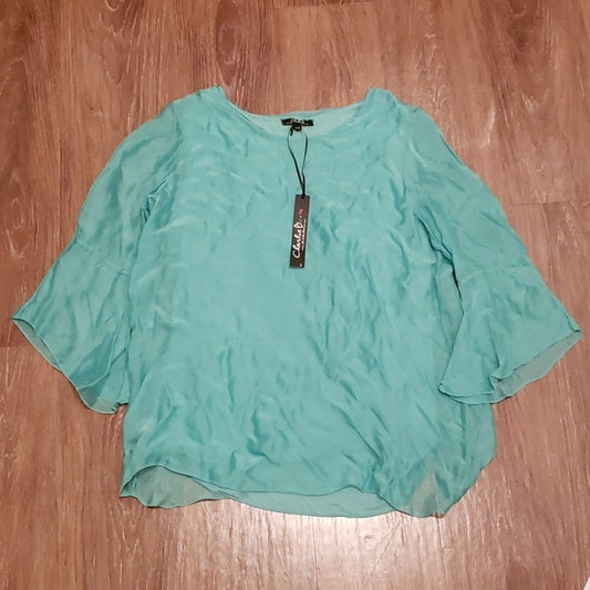 (M) NWT Charlie B Silk Viscose Made in Italy Top in Caicos Soft Luxury