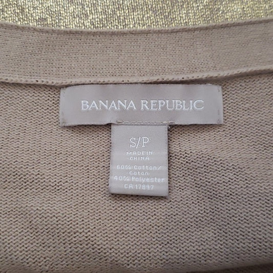 (S) Banana Republic Metallic Holiday Knit Beige Shine Boatneck Special Occasion