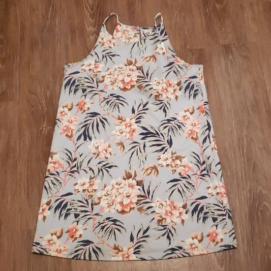 (L/XL) NWT Simply Noelle Tropical Floral Print Pastel Keyhole Cutout Vacation