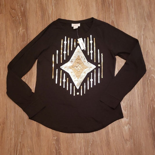 (M) NWT ARIAT Reversible Sequin Ace of Diamonds Casual Classic Fit Tee