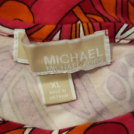 (XL) MICHAEL Michael Kors Logo Rhinestone Geometric Print Soft Casual Classic