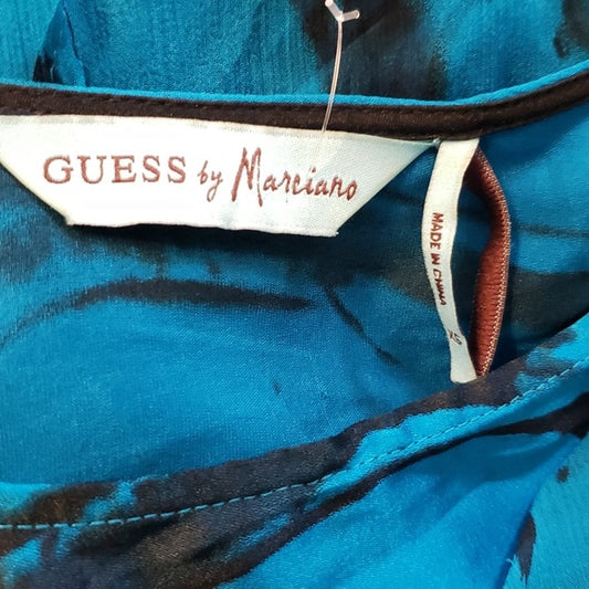 (XS) Guess by Marciano 100% Silk Assymetrical Overlay Satin Lining Art Deco