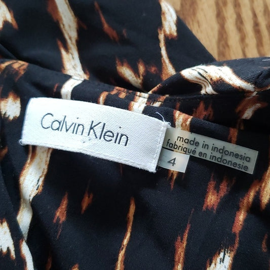 (4) Calvin Klein Leopard Print Keyhole Cutout Fitted Fancy Office Workwear