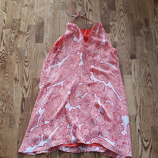 (M) MICHAEL Michael Kors 100% Silk Shell Pasiley Print Flowy Loose Fit Dress