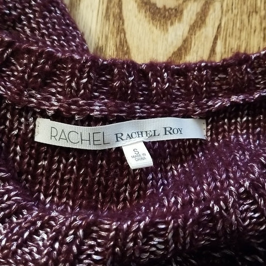 (S) RACHEL Rachel Roy Metallic Weave Cable Knit Cozy Sweater Autumn Vibes