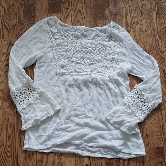 (M) Streetwear Society Crochet Cottagecore Statement Sleeves 100% Rayon