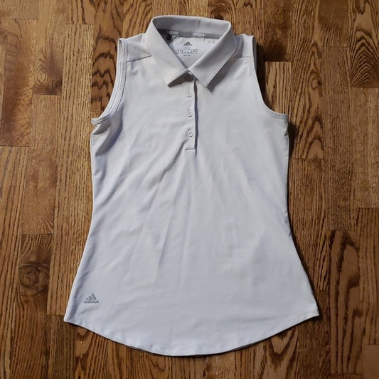 (XS) Adidas Partial Button Up Collared Sleeveless Golf Top Activewear Sporty