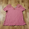 (M) Ricki's Floral Lace Shoulders Solid Color Top Casual Lightweight Comfortable