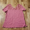 (M) Ricki's Floral Lace Shoulders Solid Color Top Casual Lightweight Comfortable