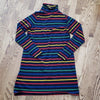 (S) Twik Rainbow Stripe Turtleneck Long Top Cozy Home Cabin Warm Cozy