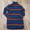 (S) Twik Rainbow Stripe Turtleneck Long Top Cozy Home Cabin Warm Cozy