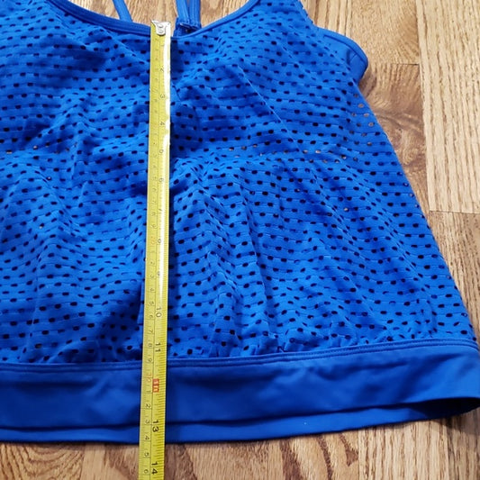 (S) Eyelet Activewear Swimwear Beach Shelf Bra Racerback Sports Lightweight