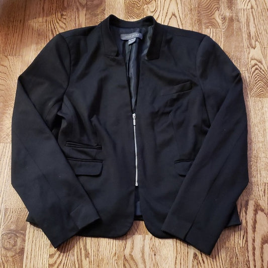(XL) Suzy Shier Classic Blazer Lightly Padded Shoulders Office Black Tie