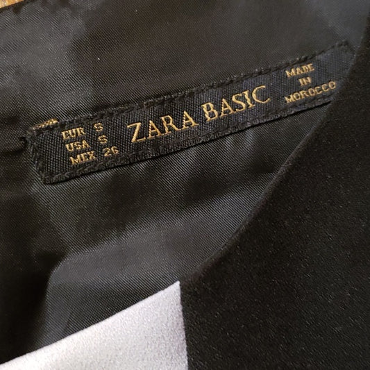 (S) ZARA BASIC Color Block Belted Dress Business Casual Office Occasion