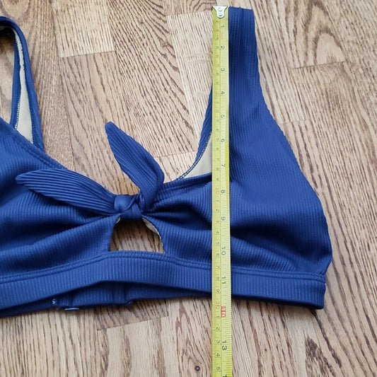 (M) Ribbed Keyhole Tie Front Seaborne Bikini Top Swimwear Beach Vacation
