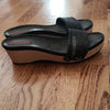 (EU37) PRADA Mule Wedge Dark Denim Sandals European Designer High End Vacation
