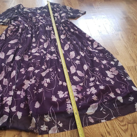 (XL) NWT FLYCURVY Floral Sheer Overlay Dress Full Skirt Wedding Formal Vacation