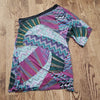 (S) 1•2•3 USA One Shoulder Colorful Abstract Top Patterned Art Deco Unique