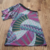 (S) 1•2•3 USA One Shoulder Colorful Abstract Top Patterned Art Deco Unique