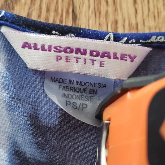 (PS) Allison Daley Petite Letter Print Top Soft Comfortable Metallic Details