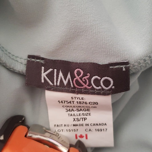 (XS) Kim & Co. Collared Lightweight Athleisure Top in Sage Made in Canada