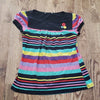 (S) Rainbow Stripe Casual Puff Sleeve Comfortable Loungewear Colorful