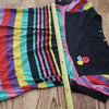 (S) Rainbow Stripe Casual Puff Sleeve Comfortable Loungewear Colorful