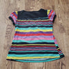 (S) Rainbow Stripe Casual Puff Sleeve Comfortable Loungewear Colorful