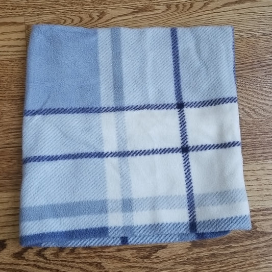 Plaid Fleece Neck Warmer Cozy Pastel Thick Soft Warm Outdoor Blue and White
