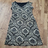 (S-M) Mesh Overlay Paisley Dress Midi Classic Fit Slim Fit Business Casual