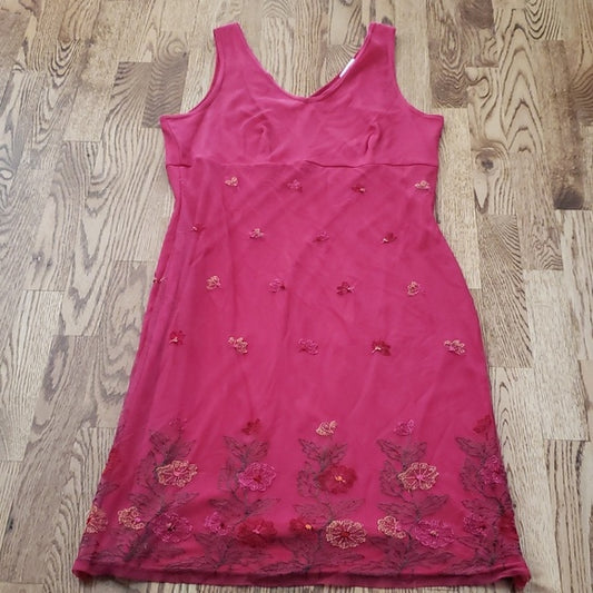 (M) Ricki's Embroidered Floral Mesh Overlay Slim Fit Midi Dress Occasion