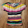 (M) Poet Colorful Stripe Ruched Cowl Neck Loose Casual Vacation Resortwear