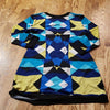 (M) Style & Co. Geometric Print Colorful Tunic Style Long Top Notch Neck