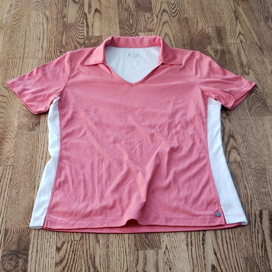 (M) Cracked Wheat Collared Sporty Top Breathable Golf Athleisure Outdoor V Neck
