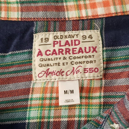 (M) Old Navy Plaid 100% Cotton Colorful Casual Farmhouse Country Rodeo Western