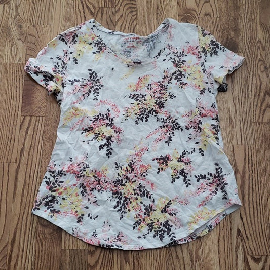 (M) Joe Fresh Floral Print Classic Colorful Cotton Slub T-Shirt Classic Fit
