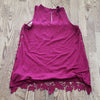 (M) Cupio Floral Lace Overlay Back Keyhole Cutout Tank Top Soft Casual