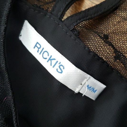 (M) Ricki's Cold Shoulder Sheer Details Textured Top Goth Modern Ruffle Cute