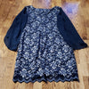 (6) Connected Apparel Lace Floral Sheer Statement Sleeves Midi Slim Fit
